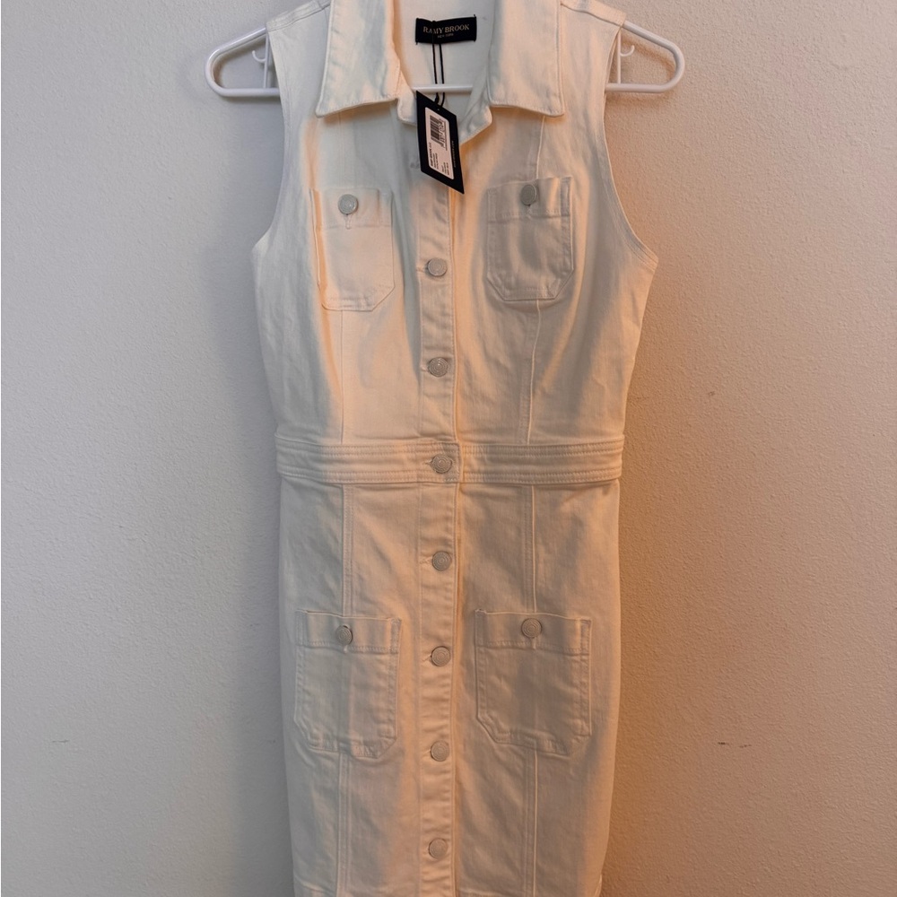Rami Brooke Sleeveless Cream Button-Up Denim Dress NWT Size 27